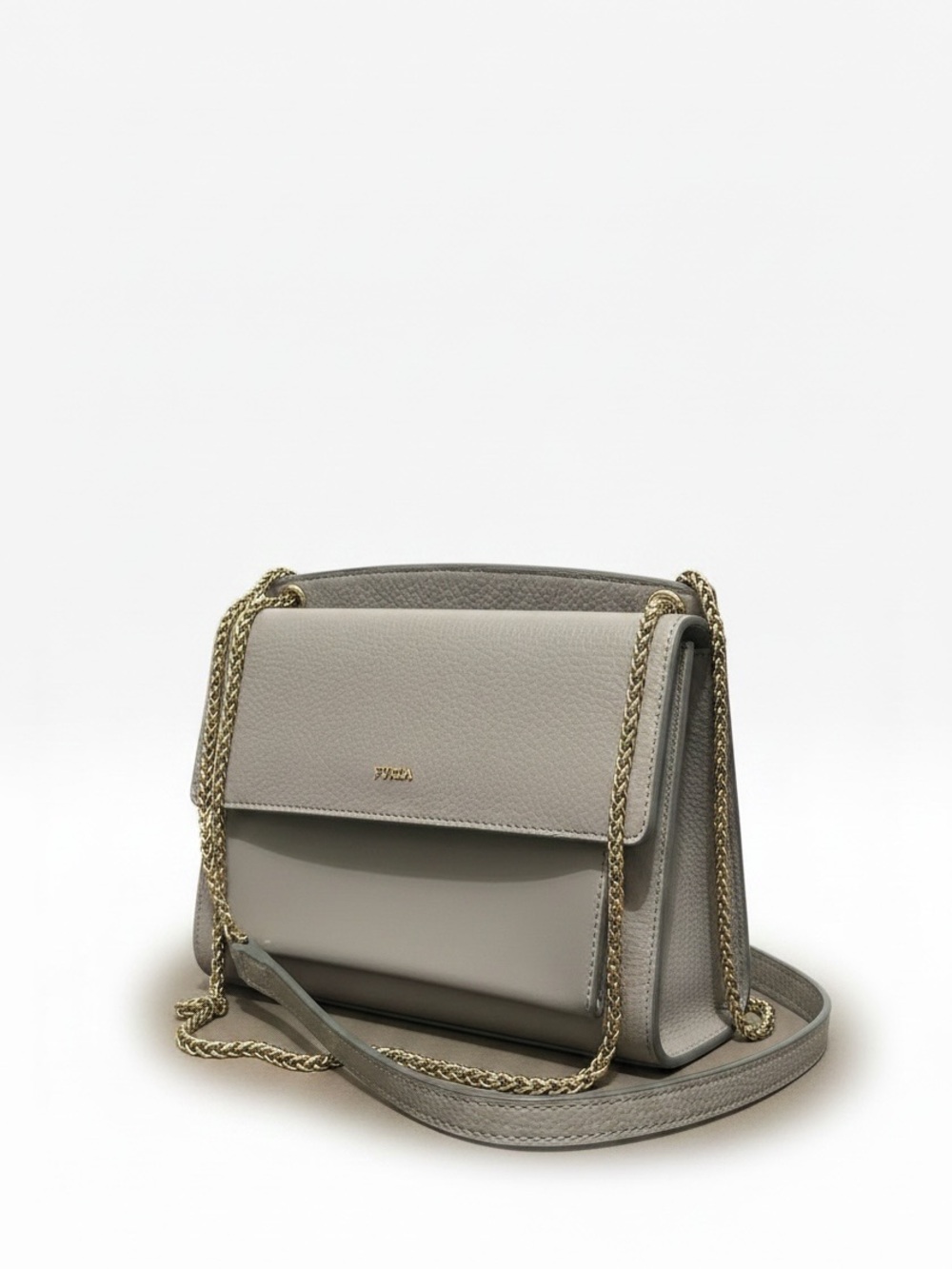Furla Grey Leather Chain Shoulder Bag - Picture 6 of 11
